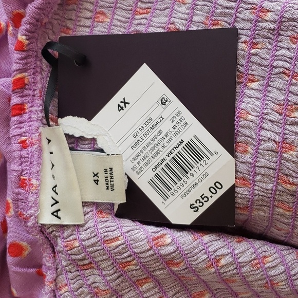 Ava & Viv Purple with Red Polka Dot Ruffle Short Sleeve Side Slit Dress Size 4X - Picture 3 of 11